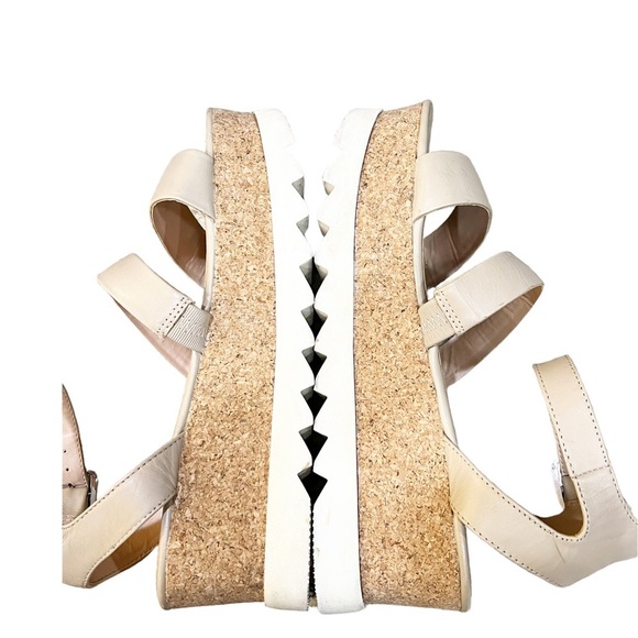 Steve Madden Kirsten Platform Sandals Womens Size 9.5 Beige Cork Y2K Saw Tooth - Picture 6 of 9
